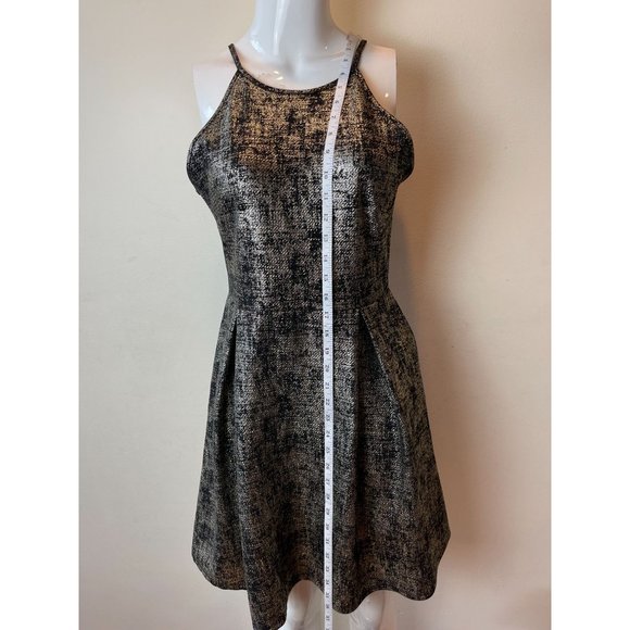 Soprano Womens Metallic Fit & Flare Mini Dress Spaghetti Strap Gray Black Size L - Picture 3 of 7